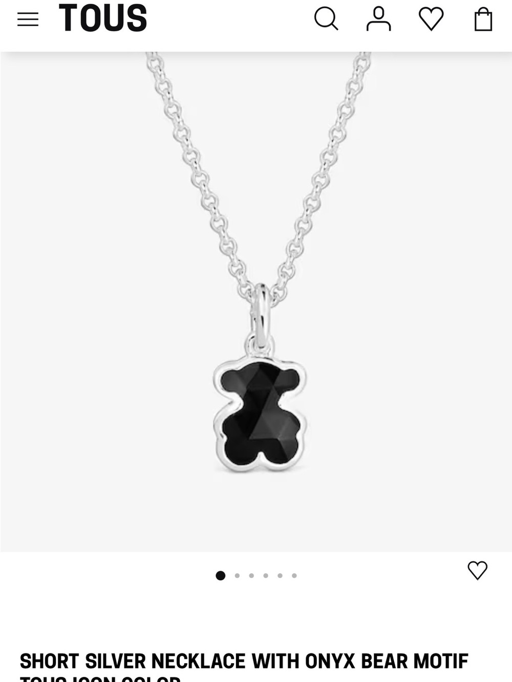 TOUS Onyx Bear Silver Necklace